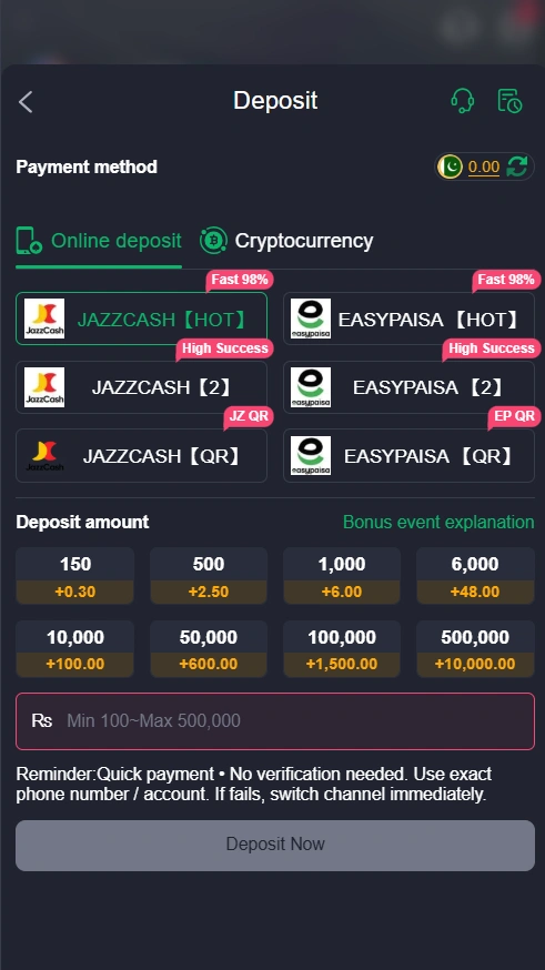 JJ55 Game deposit