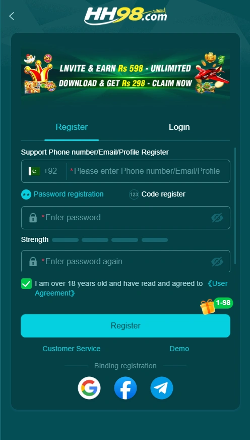 HH98 Game login
