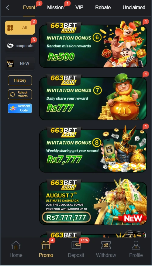 663Bet Game rewards