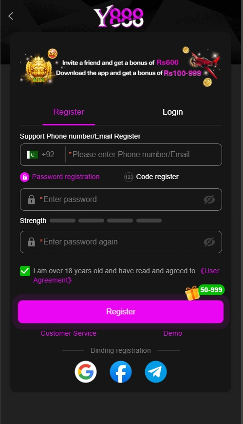 Y888 Game login